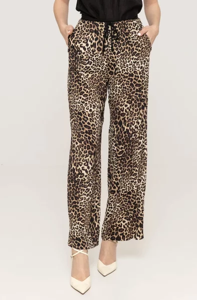 Pantaloni largi cu imprimeu leopard Sara